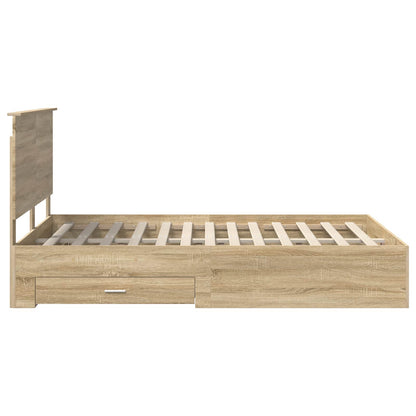 Bed Frame with Drawer Sonoma Oak 140 x 190 cm Engineered Wood