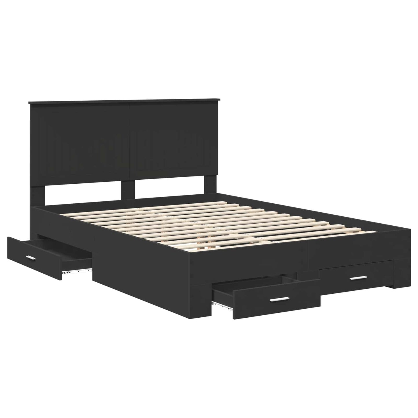 Bed Frame with Headboard Black 135 x 190 cm Engineered Wood