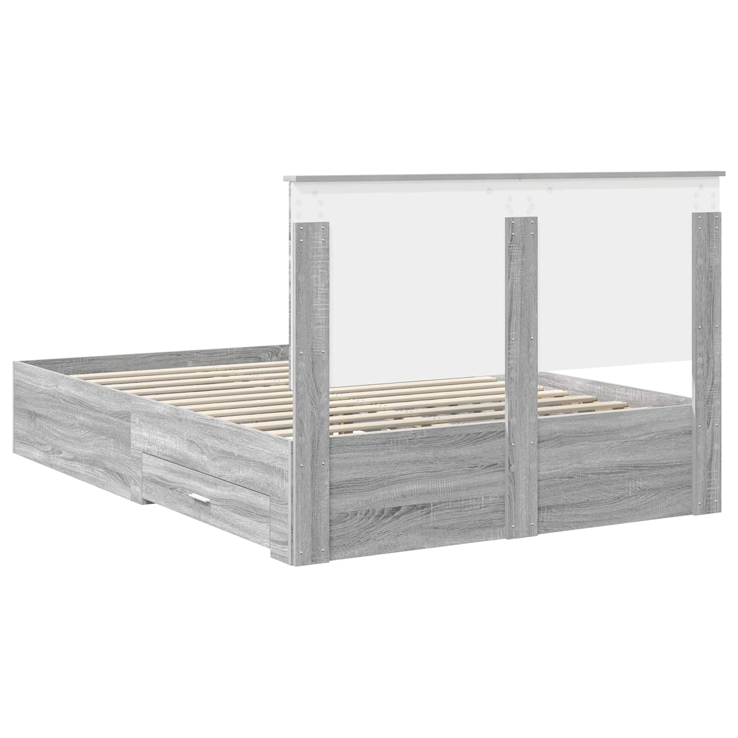 Bed Frame with Drawer Grey Sonoma 135 x 190 cm Engineered Wood