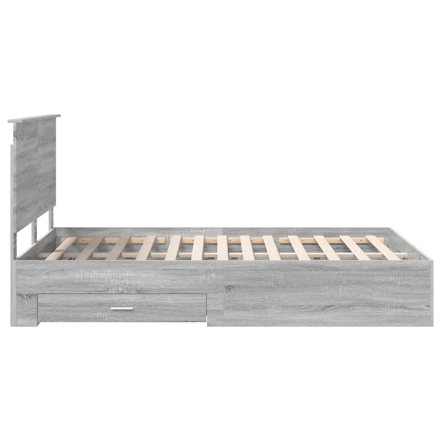 Bed Frame with Drawer Grey Sonoma 135 x 190 cm Engineered Wood