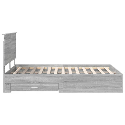 Bed Frame with Drawer Grey Sonoma 135 x 190 cm Engineered Wood