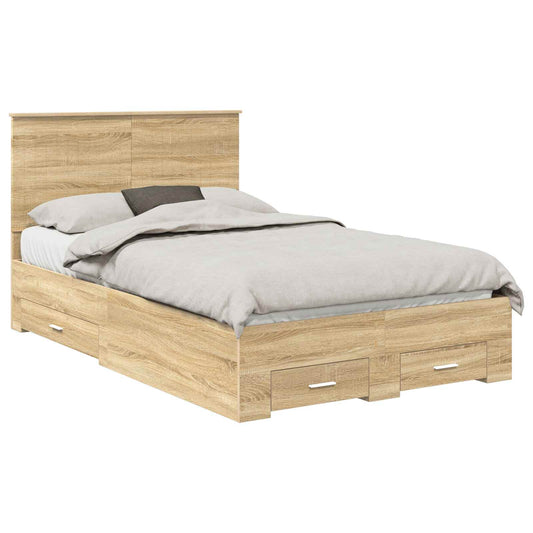Bed Frame with Drawer Sonoma Oak 120 x 200 cm Engineered Wood