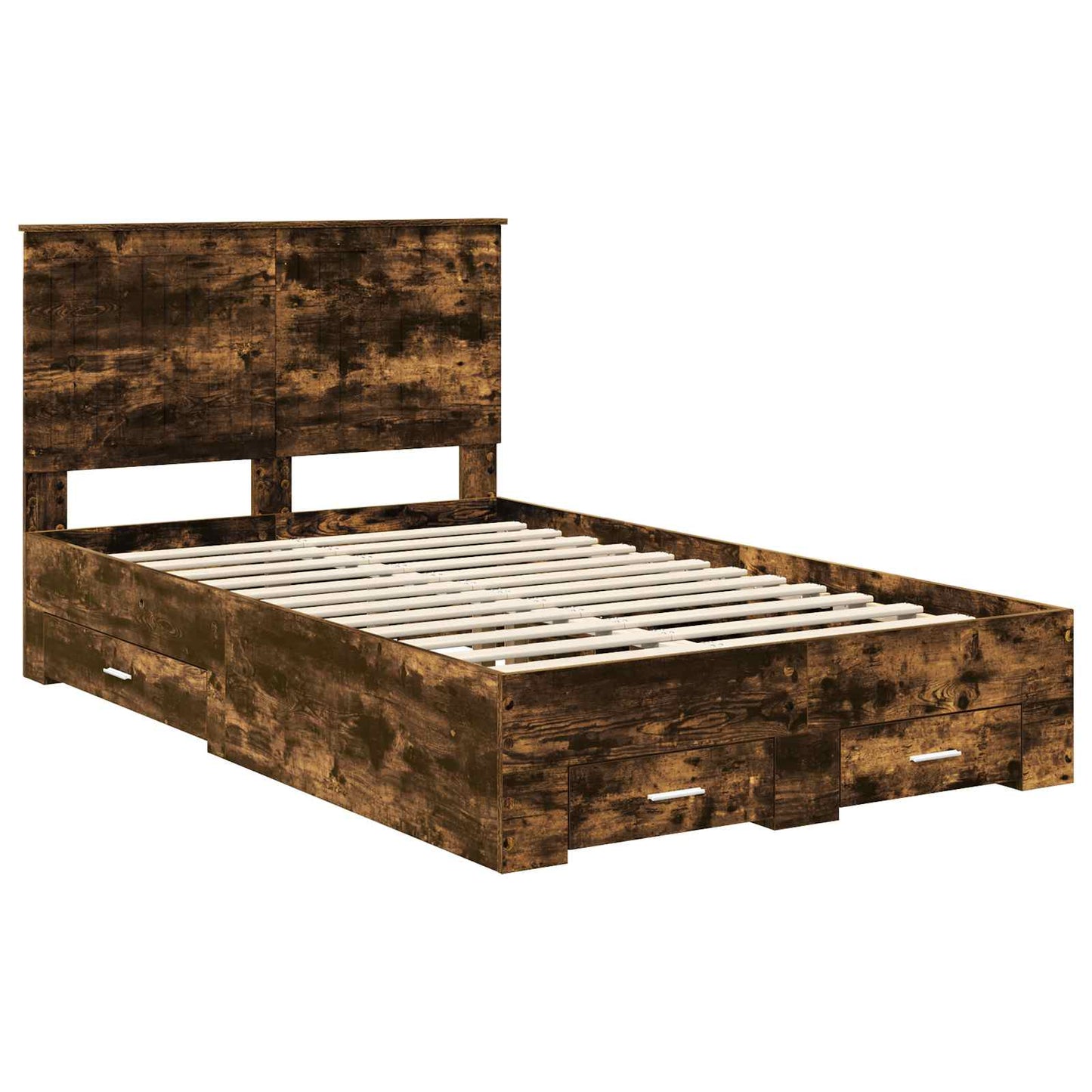 Bed Frame with Drawer Smoked Oak 120 x 200 cm Engineered Wood