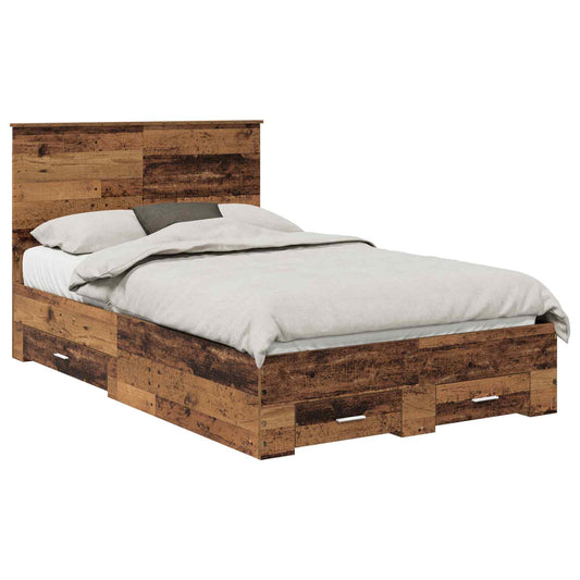 Bed Frame with Drawer Old Wood 120 x 190 cm Engineered Wood
