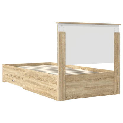 Bed Frame with Drawer Sonoma Oak 100 x 200 cm Engineered Wood