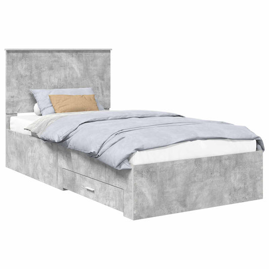 Bed Frame Concrete Grey 100 x 200 cm Engineered Wood
