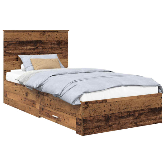 Bed Frame with Drawer Old Wood 100 x 200 cm Engineered Wood