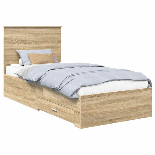 Bed Frame with Drawer Sonoma Oak 90 x 200 cm Engineered Wood
