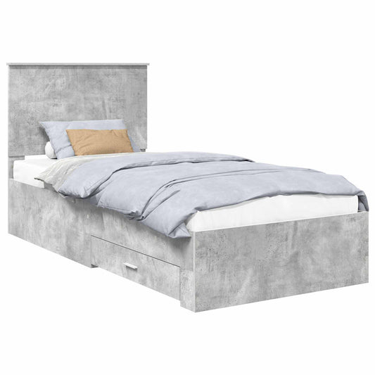 Bed Frame with Drawer Concrete Grey 90 x 200 cm Engineered Wood