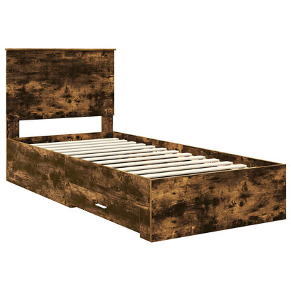 Bed Frame with Headboard Smoked Oak 90 x 200 cm Engineered Wood