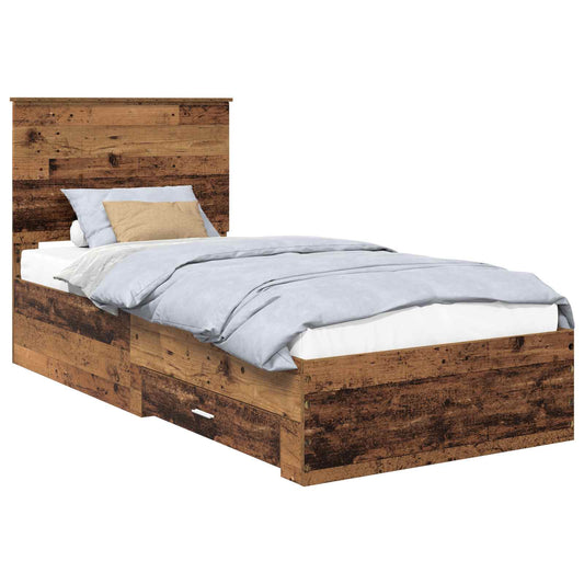 Bed Frame with Drawer Old Wood 90 x 200 cm Engineered Wood