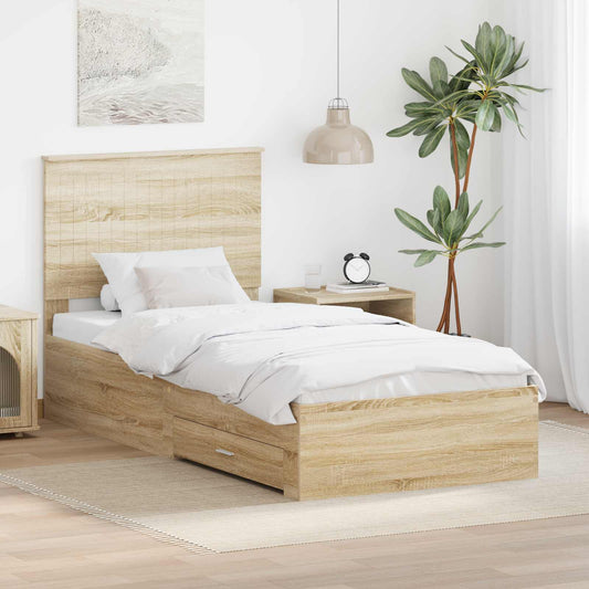 Bed Frame with Drawer Sonoma Oak 90 x 190 cm Engineered Wood