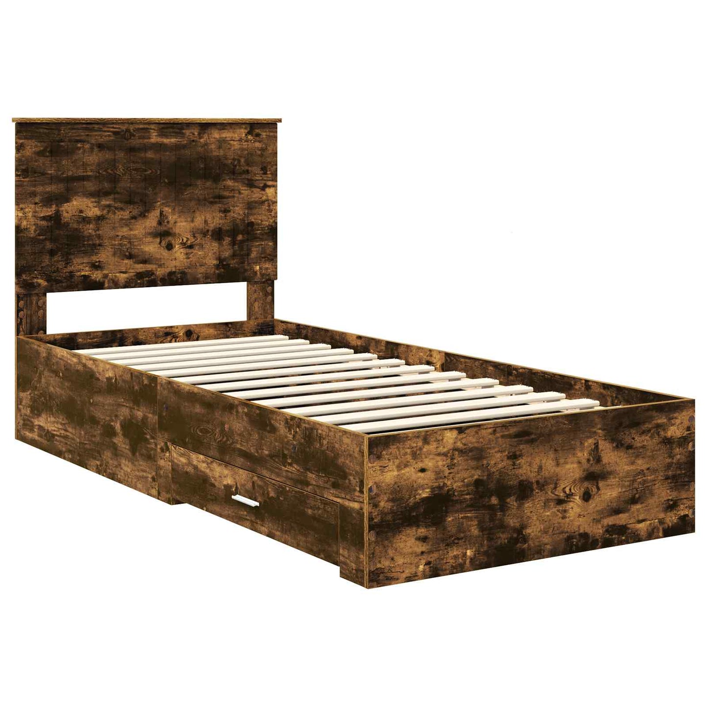 Bed Frame with Headboard Smoked Oak 90 x 190 cm Engineered Wood