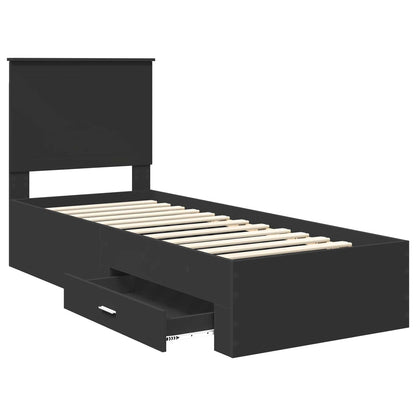 Bed Frame Black and Silver 70 x 190 cm Engineered Wood