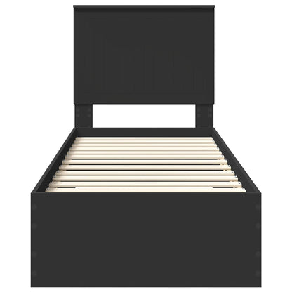Bed Frame Black and Silver 70 x 190 cm Engineered Wood