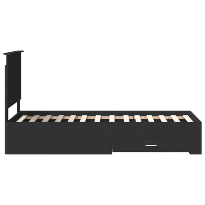 Bed Frame Black and Silver 70 x 190 cm Engineered Wood