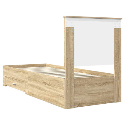 Bed Frame Sonoma Oak and Silver 70 x 190 cm Engineered Wood