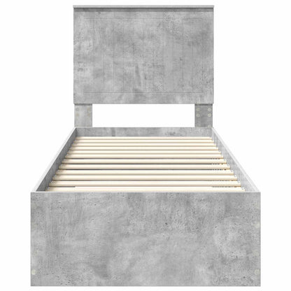Bed Frame Concrete Grey and Silver 70 x 190 cm Engineered Wood