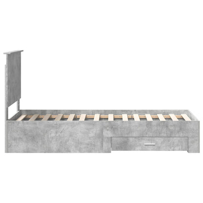 Bed Frame Concrete Grey and Silver 70 x 190 cm Engineered Wood