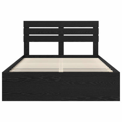Bed Frame with Headboard Black 160 x 200 cm Solid Pine Wood