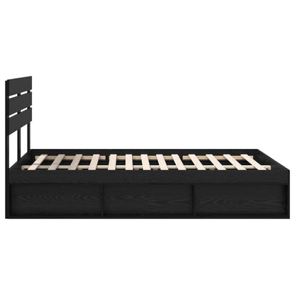 Bed Frame with Headboard Black 160 x 200 cm Solid Pine Wood