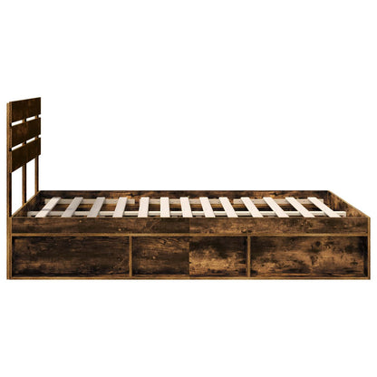 Bed Frame Smoked Oak 160 x 200 cm Solid Pine Wood