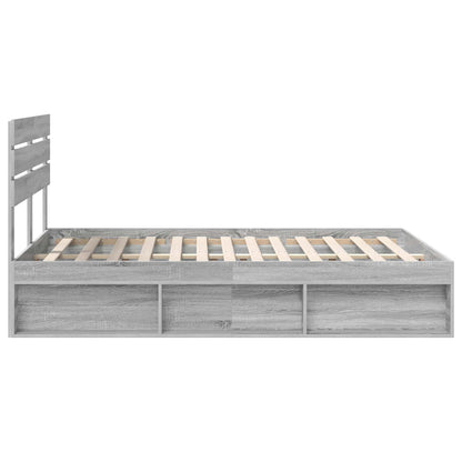Bed Frame Grey Sonoma 160 x 200 cm Solid Pine Wood