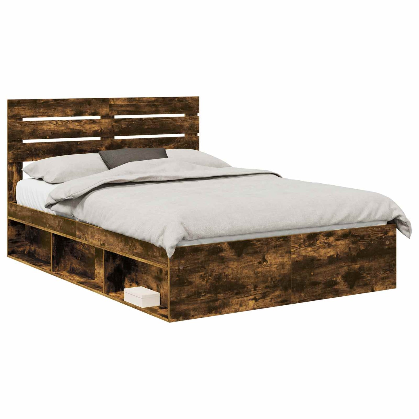 Bed Frame Smoked Oak 150 x 200 cm Solid Pine Wood