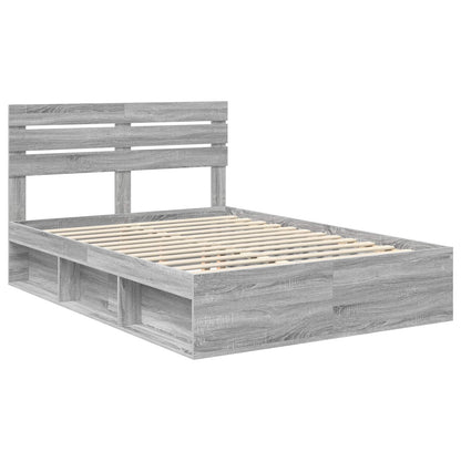 Bed Frame Grey Sonoma 150 x 200 cm Solid Pine Wood