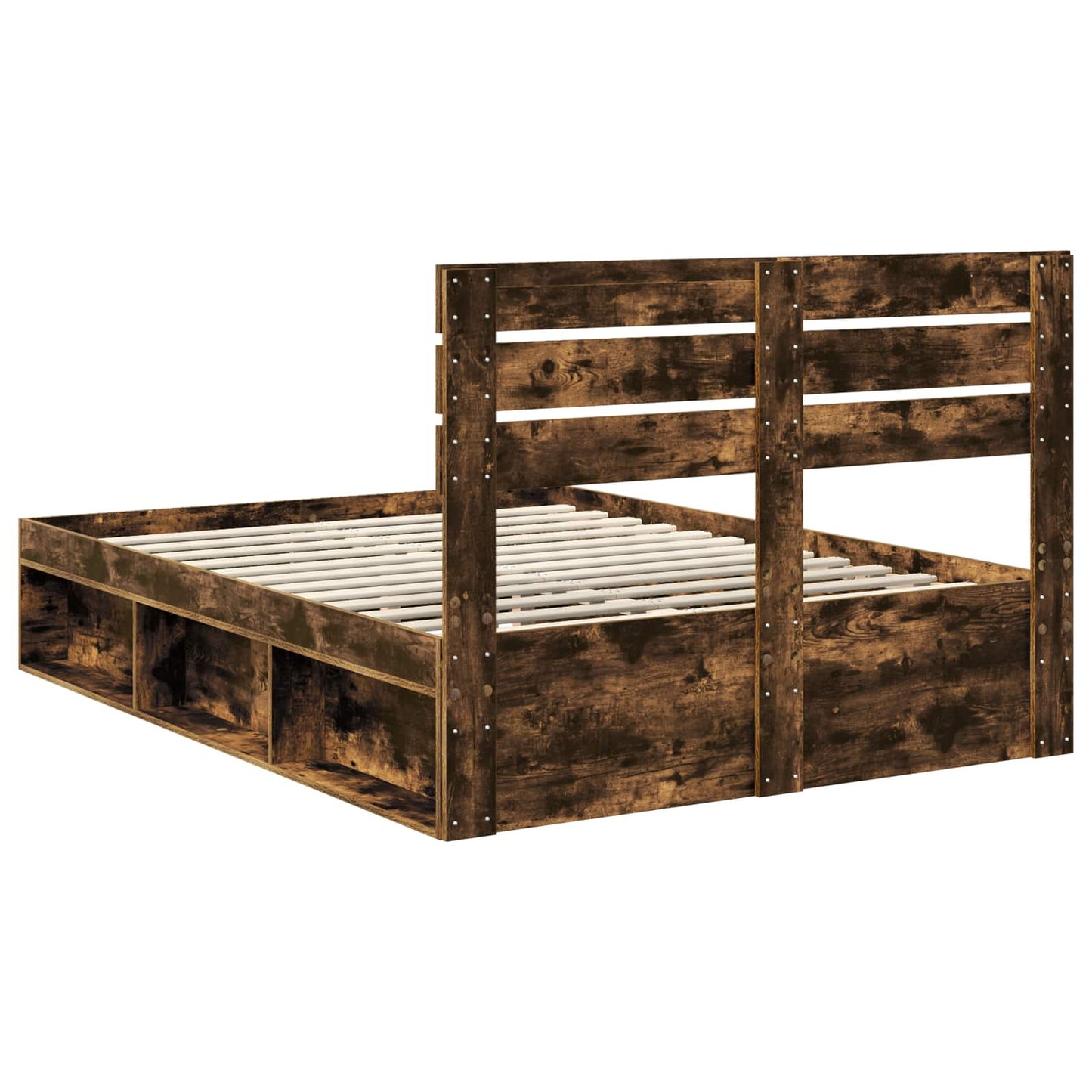 Bed Frame Smoked Oak 140 x 200 cm Solid Pine Wood