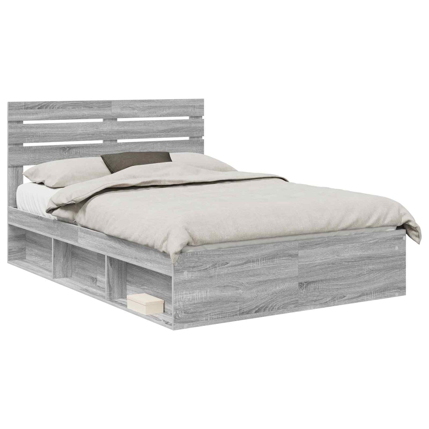 Bed Frame Grey Sonoma 140 x 200 cm Solid Pine Wood