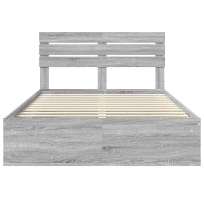 Bed Frame Grey Sonoma 140 x 200 cm Solid Pine Wood