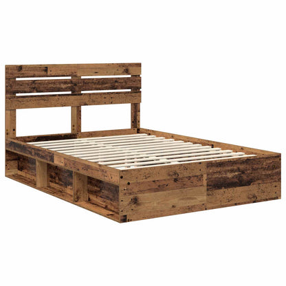 Bed Frame with Headboard Old Wood 140 x 190 cm Solid Pine Wood