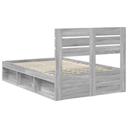 Bed Frame Grey Sonoma 135 x 190 cm Solid Pine Wood