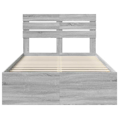 Bed Frame Grey Sonoma 135 x 190 cm Solid Pine Wood