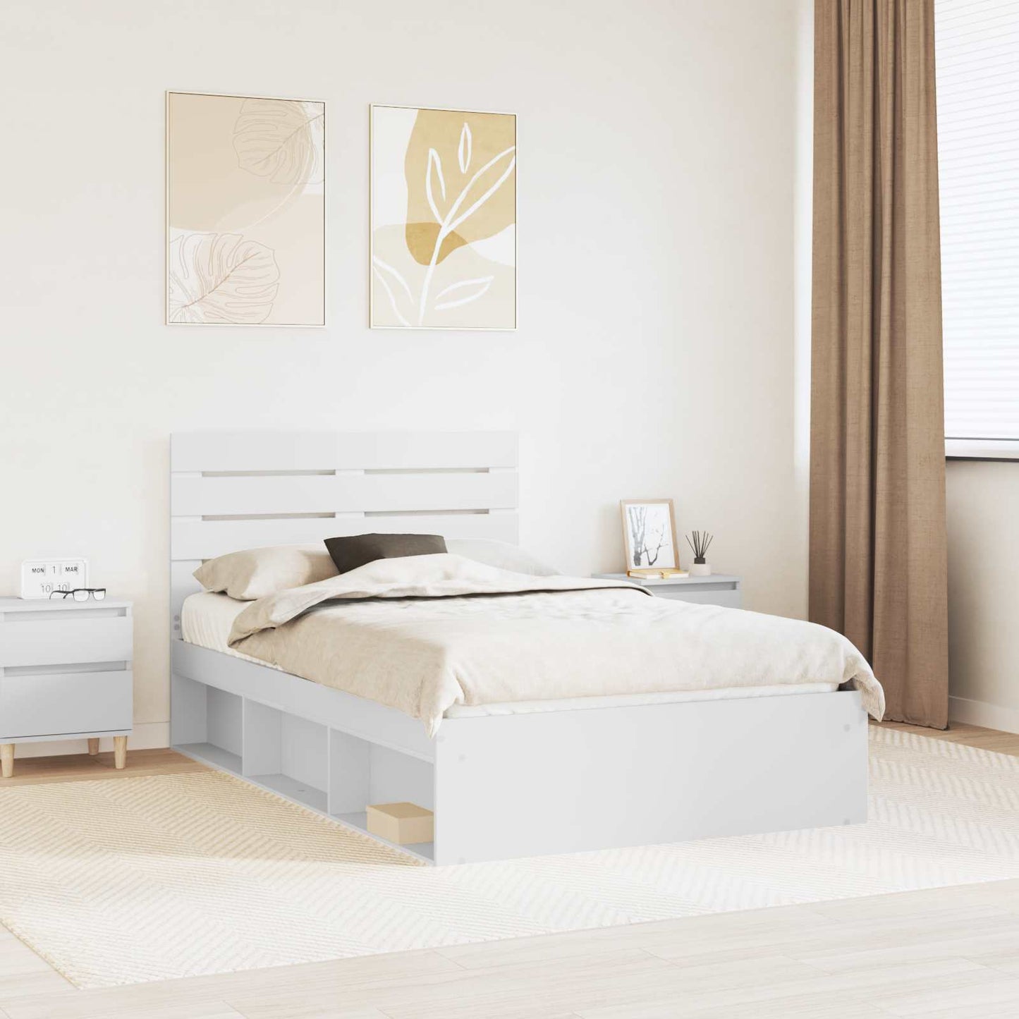 Bed Frame with Headboard White 120 x 200 cm Solid Pine Wood