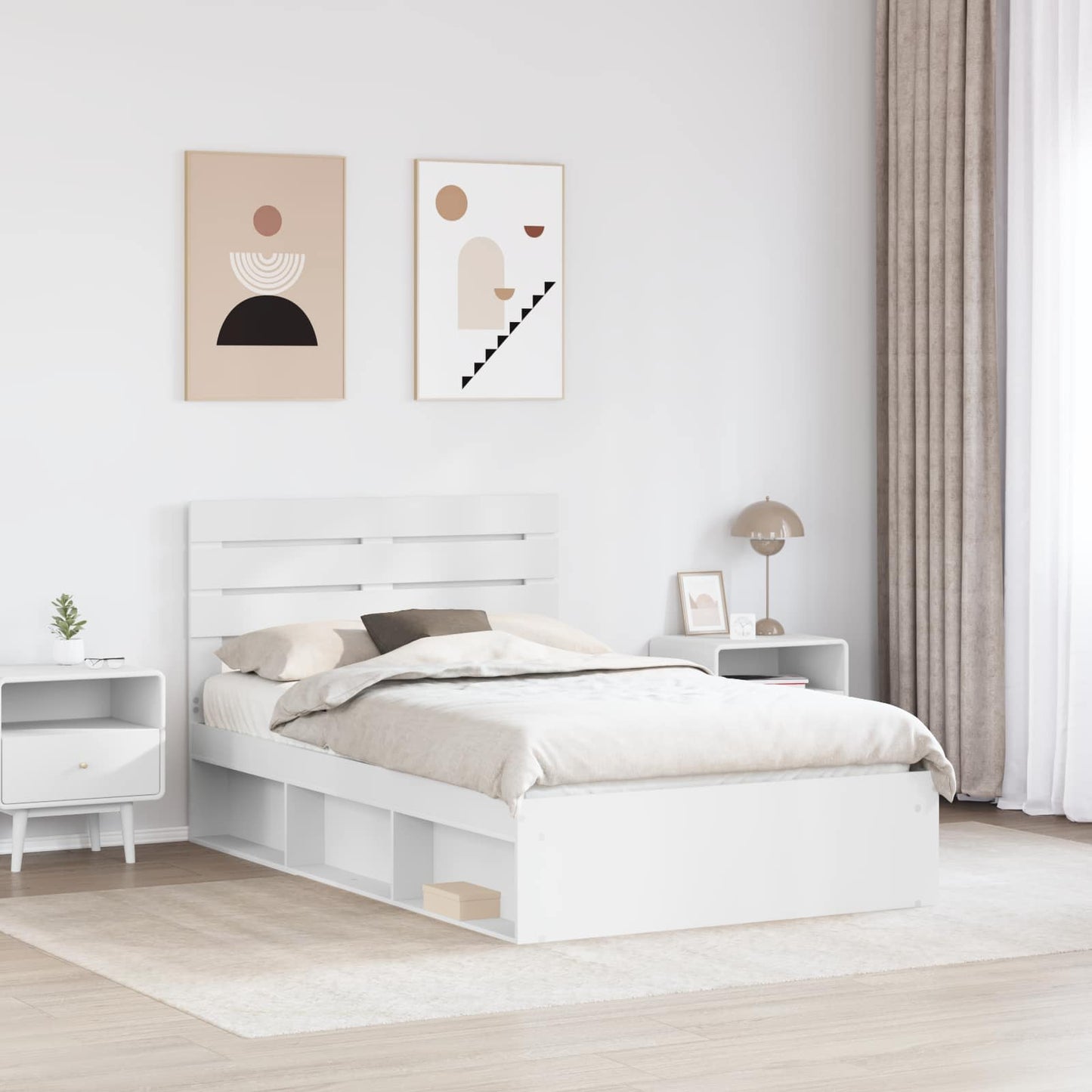 Bed Frame with Headboard White 120 x 200 cm Solid Pine Wood