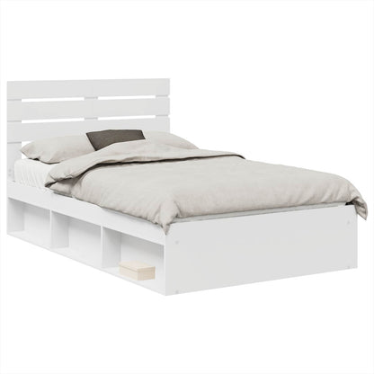 Bed Frame with Headboard White 120 x 200 cm Solid Pine Wood