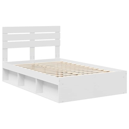 Bed Frame with Headboard White 120 x 200 cm Solid Pine Wood