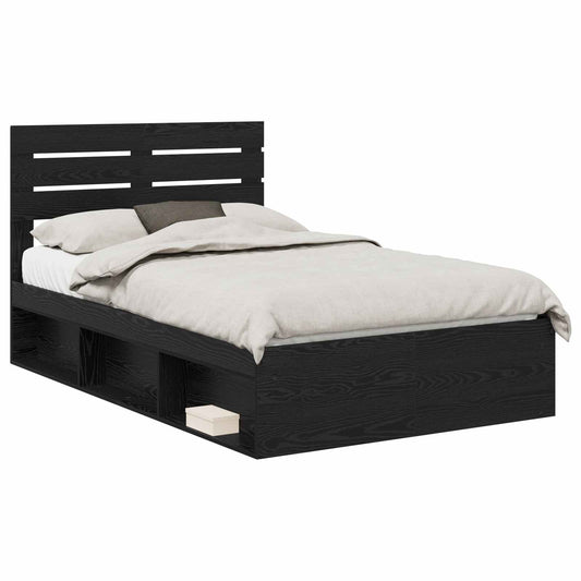 Bed Frame with Headboard Black 120 x 200 cm Solid Pine Wood