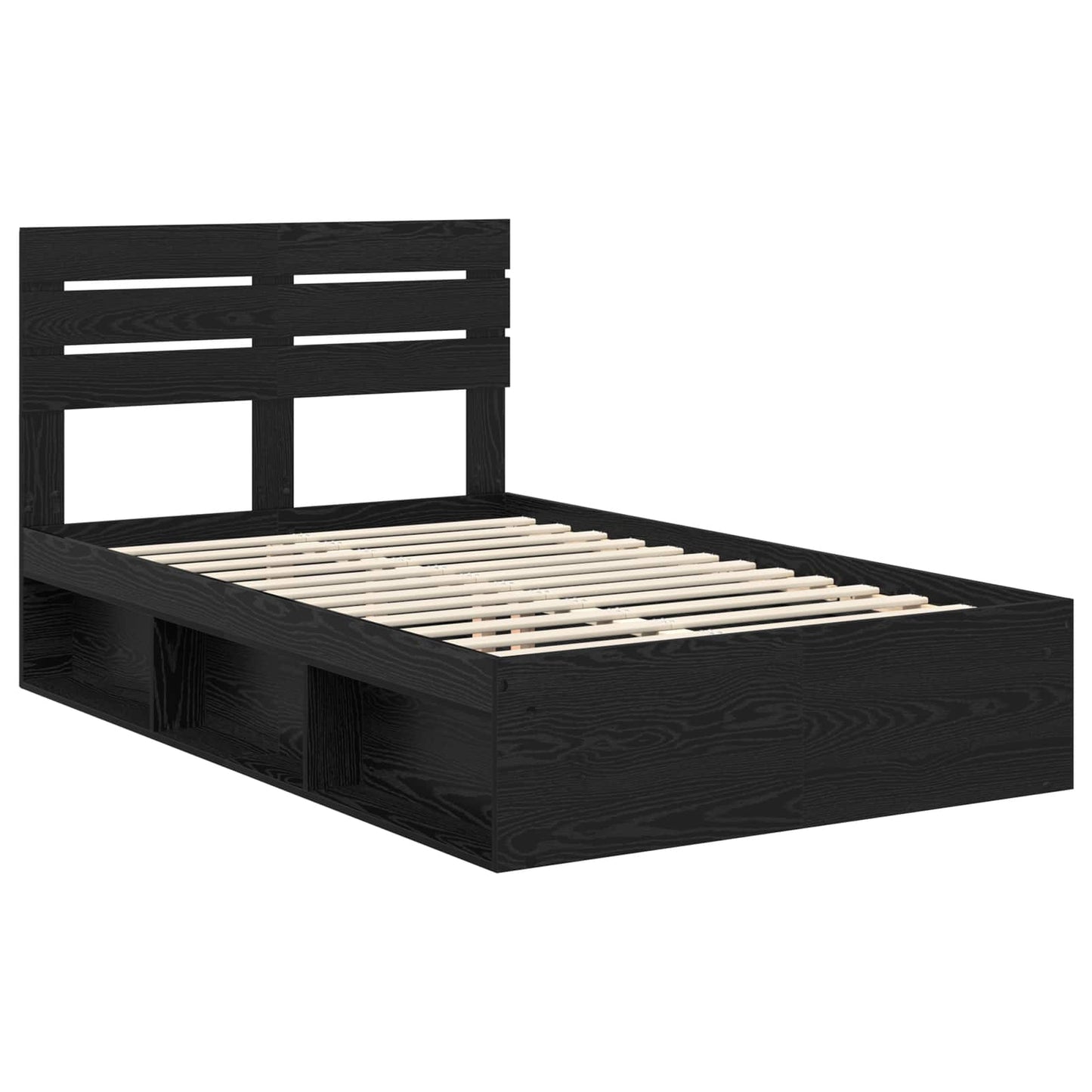 Bed Frame with Headboard Black 120 x 200 cm Solid Pine Wood