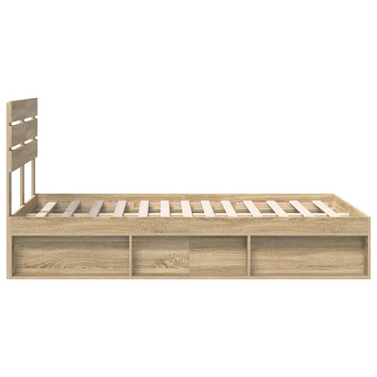 Bed Frame with Headboard Sonoma 120 x 200 cm Solid Pine Wood
