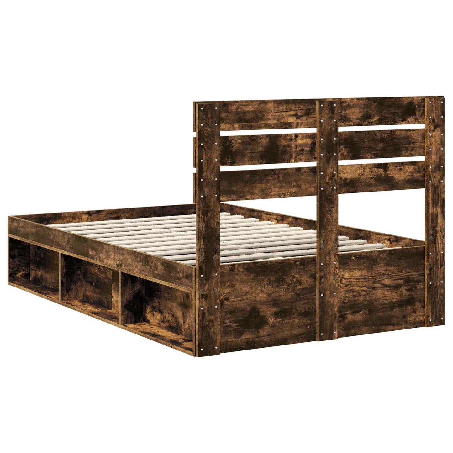 Bed Frame Smoked Oak 120 x 200 cm Solid Pine Wood