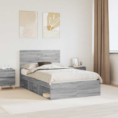 Bed Frame Grey Sonoma 120 x 200 cm Solid Pine Wood