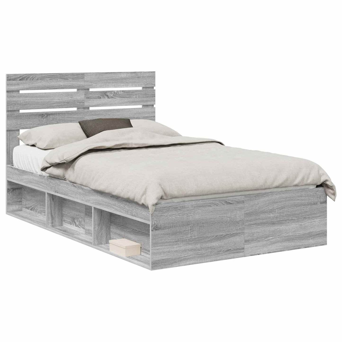 Bed Frame Grey Sonoma 120 x 200 cm Solid Pine Wood
