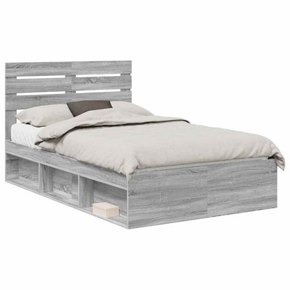 Bed Frame Grey Sonoma 120 x 200 cm Solid Pine Wood