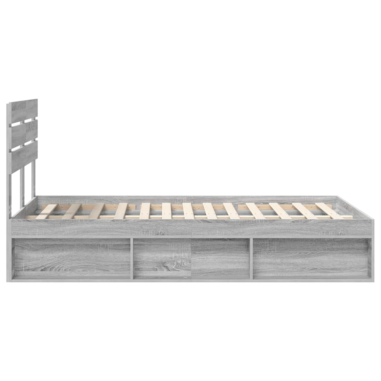 Bed Frame Grey Sonoma 120 x 200 cm Solid Pine Wood