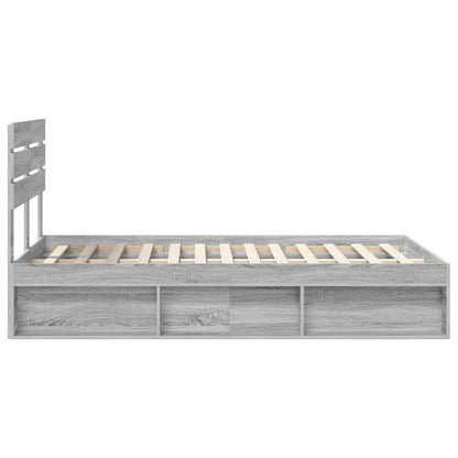 Bed Frame Grey Sonoma 120 x 200 cm Solid Pine Wood