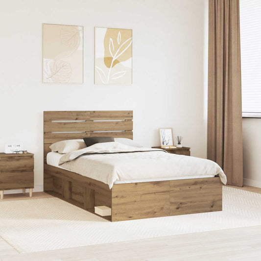 Bed Frame Artisian Oak 120 x 200 cm Solid Pine Wood
