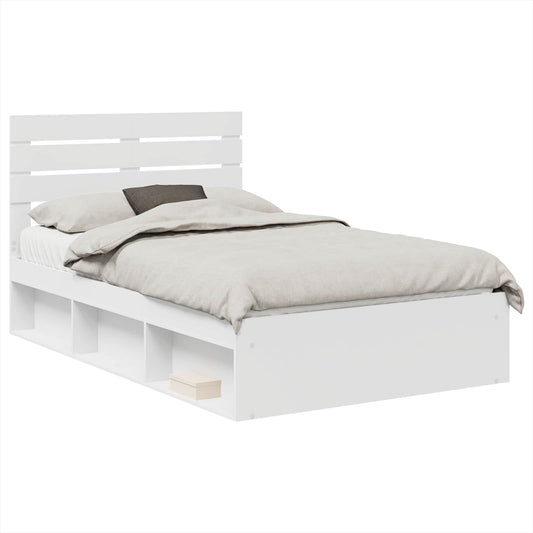 Bed Frame with Headboard White 120 x 190 cm Solid Pine Wood